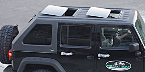 Dual Spoilers in a Jeep Top